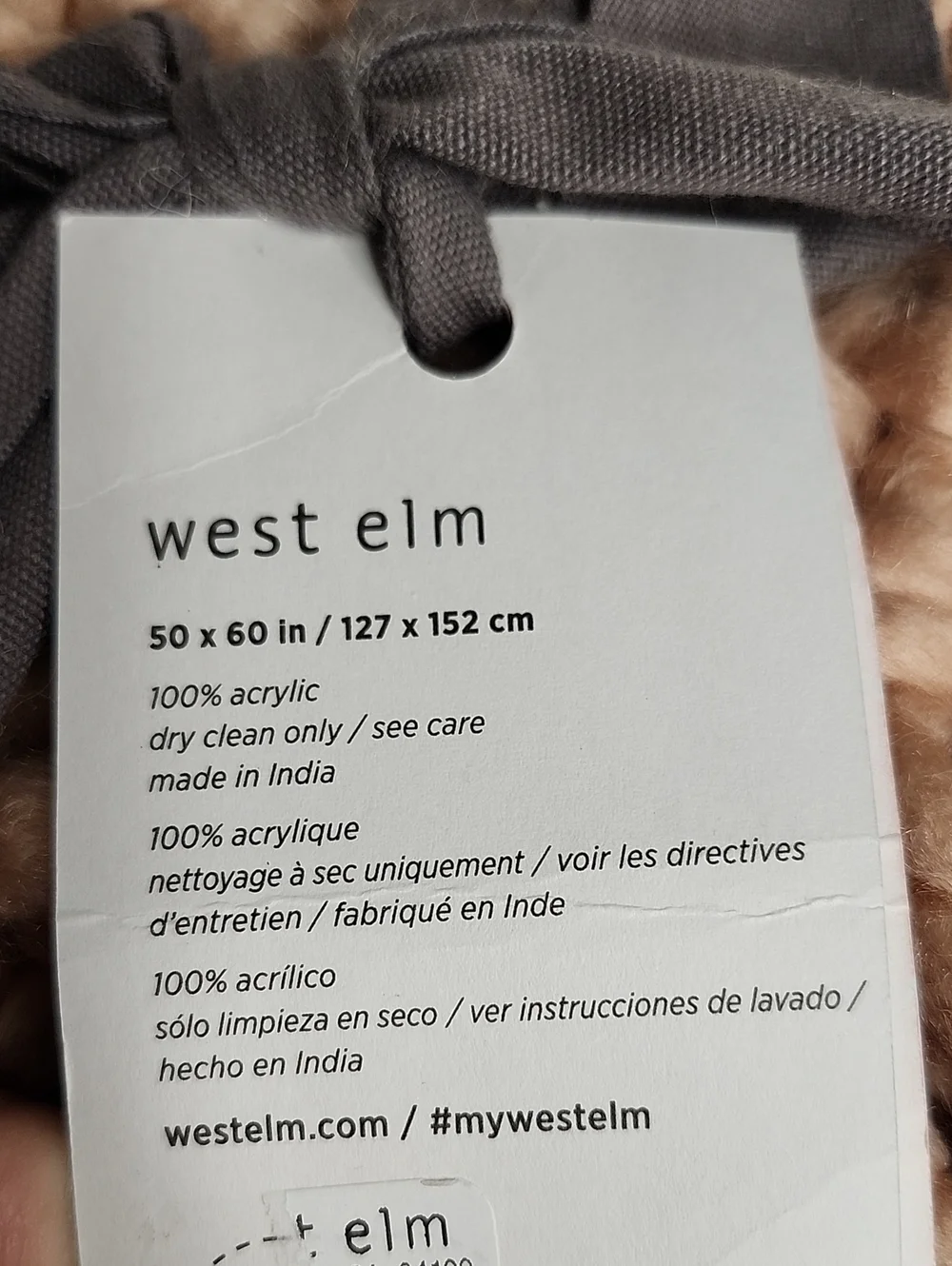 👉*NWT* ARTISAN CRAFTED WEST ELM SOLID BASKETWEAVE KNIT THROW ~BLUSH ~50